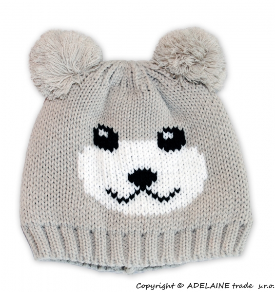 Zimní čepice Panda - béžová s nádechem do šedé