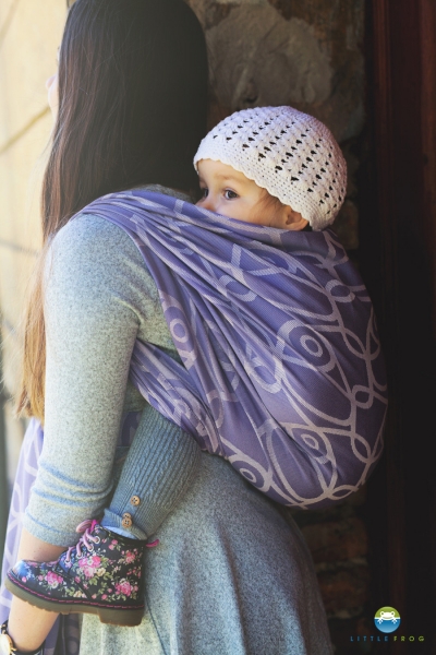 Little FROG Žakárový tkaný šátek na nošení dětí - LILAC VISION