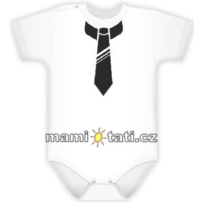 Baby Dejna Body kr. rukávek s potiskem kravaty - bílé, vel. 74