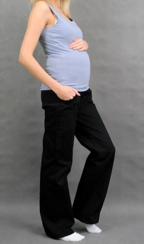 Be MaaMaa Těhotenské kalhoty s boční kapsou - černá, vel. XXL