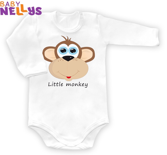 Baby Nellys Body dl. rukáv vel. 62, Little Monkey - bílé