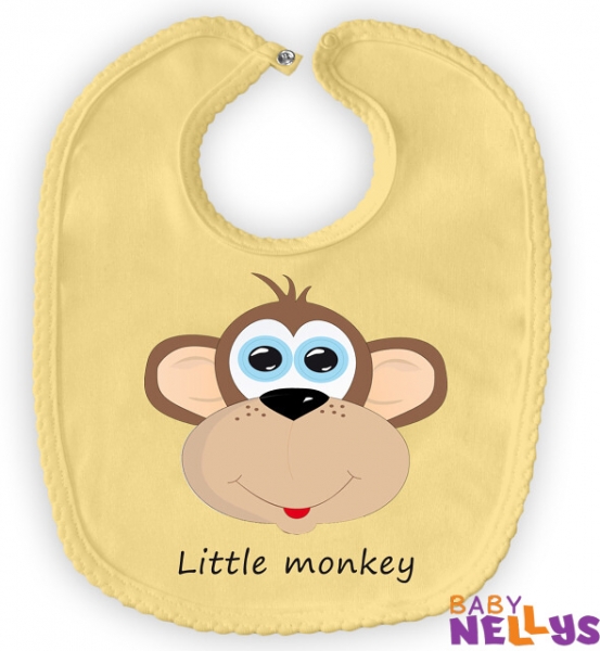 Bryndáček bavlna Baby Nellys® Little Monkey - krémový/žlutý