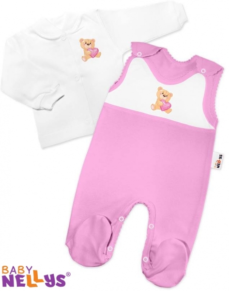Košilka a dupačky Baby Nellys - Medvídek růžový