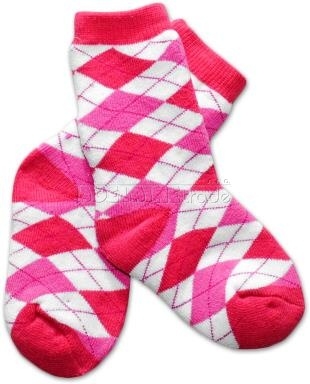 BabyOno Bavlněné  froté ponožky 12m+ - kárko růžové