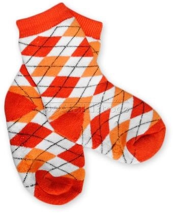 BabyOno Bavlněné protiskluzové froté ponožky 12m+ - kárko červené/oranž