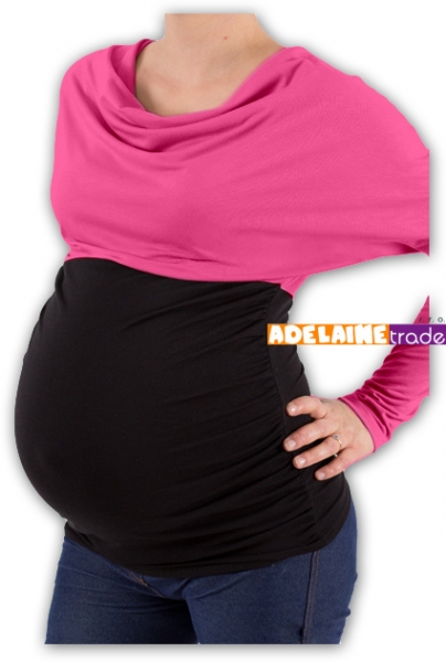 Be MaaMaa Těhotenská tunika VODA DUO - růžovo-černý, vel. L/XL