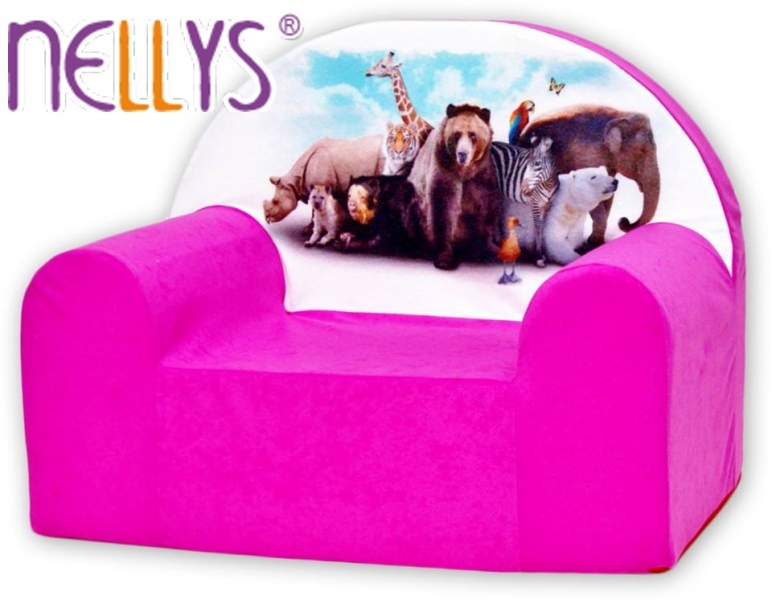 Dětské křesílko/pohovečka Nellys ® - Zvířata v růžové