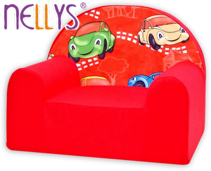 Dětské křesílko/pohovečka Nellys ® - Veselá autíčka v červeném