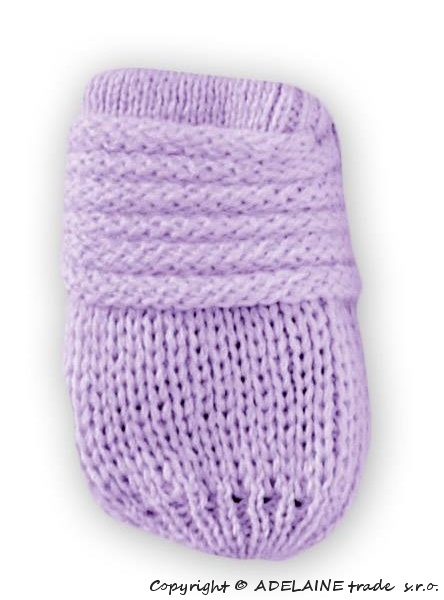 BABY NELLYS Zimní pletené  kojenecké rukavičky - lila