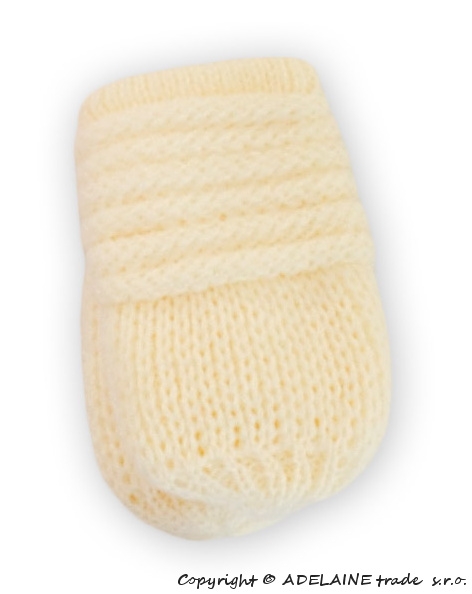 BABY NELLYS Zimní pletené  kojenecké rukavičky - smetana