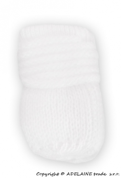 BABY NELLYS Zimní pletené  kojenecké rukavičky - bílé