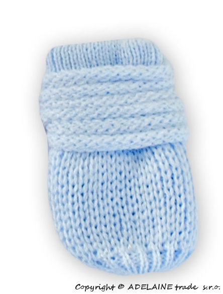 BABY NELLYS Zimní pletené  kojenecké rukavičky - sv. modré