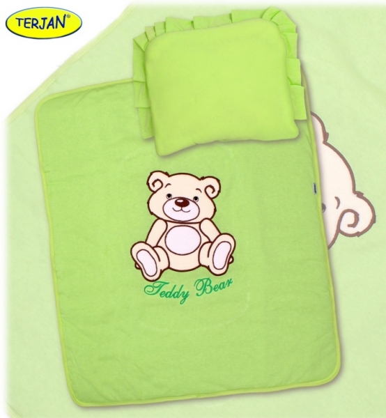 Baby Nellys 2-dílná sada do kočárku jersey Medvídek Teddy Bear - zelená