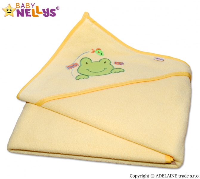 Termoosuška s kapucí Žabka Baby Nellys - krémově žlutá