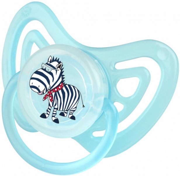 Dudlík ortodontický OKT silikon, 6+ - Zebra v modré
