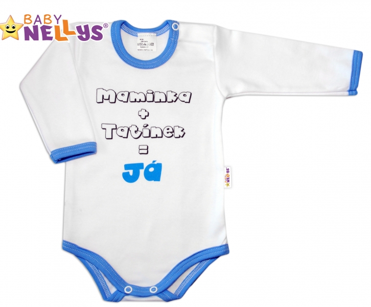 Baby Nellys Body dl. rukáv Maminka + tatínek = Já - modrý lem