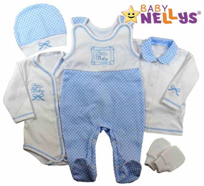 Souprava do porodnice Baby Nellys ® - Little Baby - modrá kostička