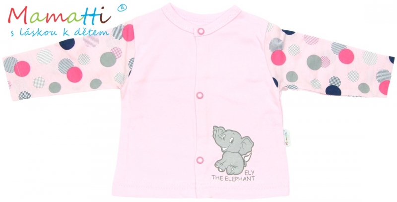 Bavlněná košilka Mamatti - ELEPHANT - růžová/barevné puntíky