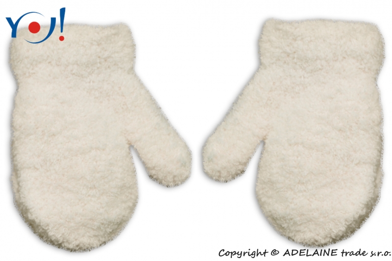 Zimní kojenecké dívčí froté rukavičky YO - smetanové