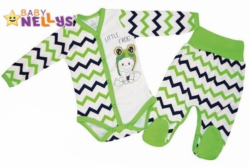2-dílná kojenecká sada Baby Nellys ® ZIG ZAG - zelená/granát