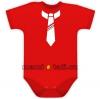 Baby Dejna Body kr. rukávek s potiskem kravaty - červené