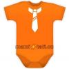 Baby Dejna Body kr. rukávek s potiskem kravaty - pomeranč