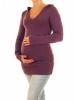 Těhotenský svetřík, tunika s kapucí - fialová