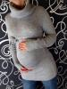 Těhotenská roláková tunika s páskem - šedá