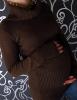 Těhotenská roláková tunika s páskem - hnědá