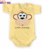 Baby Nellys Body kr. rukáv Little Monkey, krém/žlutá