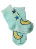 Protiskluzové bavlněné ponožky Baby Ono 6-12m - tyrkys hvězdičky a měsíček 