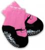 Bavlněné protiskluzové froté ponožky 0-6m - růžové - baletka