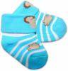 Bavlněné  froté ponožky 0-6m - tyrkys s pruhem Medvídek