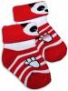 Bavlněné  froté ponožky 0-6m - červené  s pruhem Panda