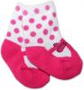 Bavlněné  froté ponožky 0-6m - růžový puntík mašlička