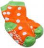 Bavlněné protiskluzové froté ponožky 6-12m - puntík/oranž