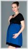Elegantní těhotenské šaty se stuhou - modré
