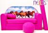 NELLYS Rozkládací dětská pohovka 58R - Koně v růžové