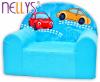 Dětské křesílko/pohovečka Nellys ® - Veselá autička v modrém