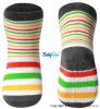 Bavlněné protiskluzové ponožky 12m+ - proužky barevné zelené/červené/oranž