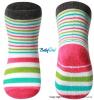 Bavlněné protiskluzové ponožky 12m+ - proužky barevné tyrkys/zelené/růžový