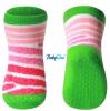 Bavlněné protiskluzové ponožky Baby Ono 6m+ - Proužky růžové/sv. růžové