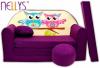 Rozkládací dětská pohovka Nellys ® Sovičky - fialové