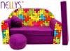 Rozkládací dětská pohovka Nellys ® 68R - Puzzle fialové