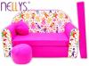 Rozkládací dětská pohovka Nellys ® 70R - Pohádkové postavičky v růžové