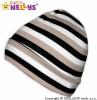 Bavlněná čepička Baby Nellys ® - Veselé pruhy černá/béžová/bílá