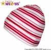Bavlněná čepička Baby Nellys ® - Veselé pruhy červená/růžová/bílá
