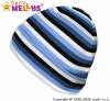 Bavlněná čepička Baby Nellys ® - Veselé pruhy modré/černé/bílá