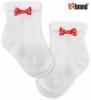 Bavlněné ponožky  - bílé s mašličkou (červené puntíky)