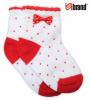 Bavlněné ponožky  - bílé s tečkami - červená mašlička/květinka - různé aplikace